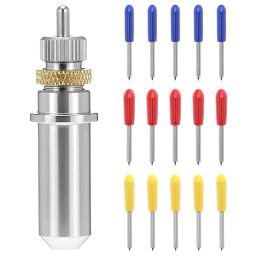 QWORK Vinyl Cutter Blades - 15-Piece Set with with Cut Blade Holder, 30/45/60 Degrees, for Cutting Plotters