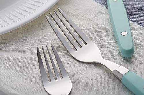 Annova Silverware Set 20 Pieces Stainless Steel Cutlery Color Handle With Rivet/Retro Style Flatware - 4 X Dinner Knife; 4 X Dinner Fork; 4 X Salad Fork; 4 X Tablespoon; 4 X Teaspoon (Turquoise) #TOP3