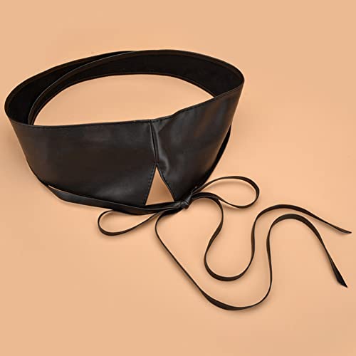 Women Lace Up Tied Corset Belt Soft Leather Wide Cinch Belt Waspie 5