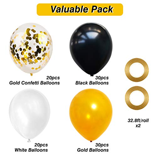 Rubfac SERONLINE2020032703 100Pcs Black Gold White Balloons thumb #1
