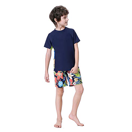 Boys Swimsuits Rash Guard Bathing Suit Long Sleeve Swim Sets 2 Piece Swimsuits For Boys Size 5-14 Years Indigo #TOP3