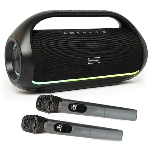 DYNASONIC S90 - Enceinte Bluetooth Portable IPX5 Waterproof. Enceinte d'extérieur sans Fil. Stéréo sans Fil. Lecteur de Son Puissant avec lumières LED...