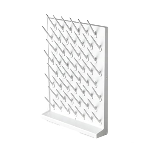 Heytaful Lab Drying Racks for Lab Glassware and Bottles Wall Mounted Test Tube Dryer Detachable PP Lab Rack White (Large 52pegs)