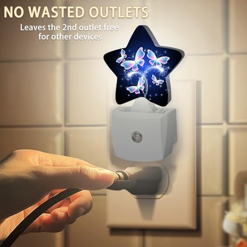 Image of Transparent Butterfly Plug-in Night Light with Dusk-to-Dawn Sensor for Bedroom,Bathroom and Living Room Sleep Friendly lamp for Women /Girls /Boys Gift,0.5W