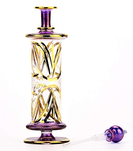 NileCart Large Egyptian Perfume Bottles, Handmade Glass with Gold Accents, 120 ml, Decorative Fragrance Containers (Violet) - image 2