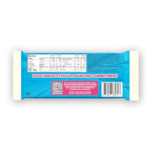 MrBeast FEASTABLES Cookies & Creme, Pack of 10 (60g Each), Smooth White Chocolate Bar with Crunchy Cookie Pieces, Fair Trade & Ethically Sourced, No Artificial Flavors