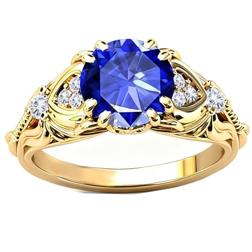 Image of Gemstone Vintage Rings for Women s925 Sterling Silver Round Cut 1.0 Carat Gemstone with Moissanite Promise Engagement Anniversary Ring for Her