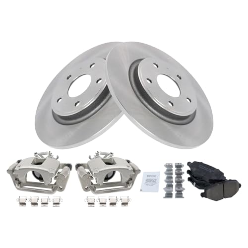Image of TRQ Rear Brake Pad and Rotor Set Ceramic Calipers Compatible with 2017-2018 Dodge Grand Caravan
