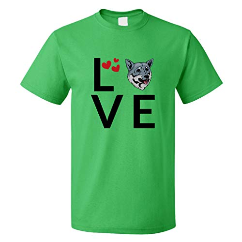 Custom Funny Graphic T Shirts for Men Love Hearts Swedish Vallhund Dog Cotton Top Kelly Green Design Only X Large
