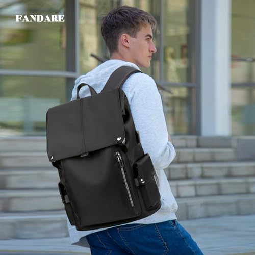 Business Backpack Casual Laptop backpack Travel backpack Rucksack for men Rucksack Work bag with USB Charging Port Waterproof Bag Daypacks with Reflective Belt Black B2
