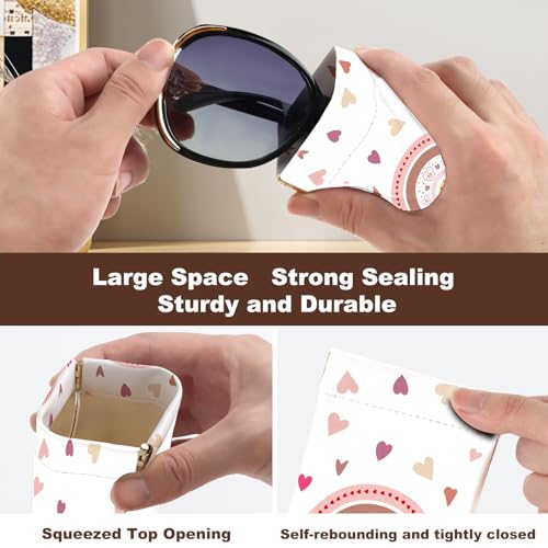 Image of Anikathy 2Pcs Sunglass Eyeglass Glasses Case Soft PU Leather with Cleaning Cloth Portable Glasses Pouch Bag for Men Women