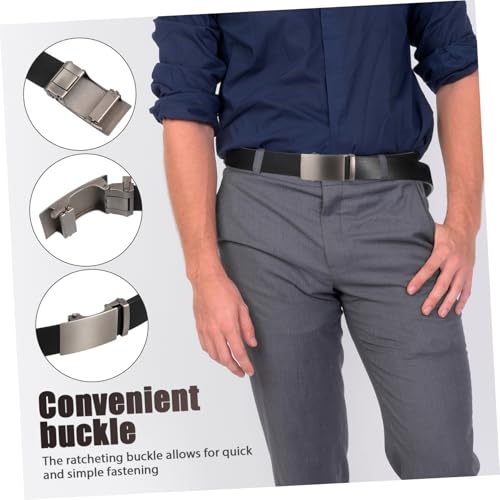 2pcs Adjustable Ratchet Belt Automatic Buckle Vintage Style Men Waist Belts for Business and Casual Attire3