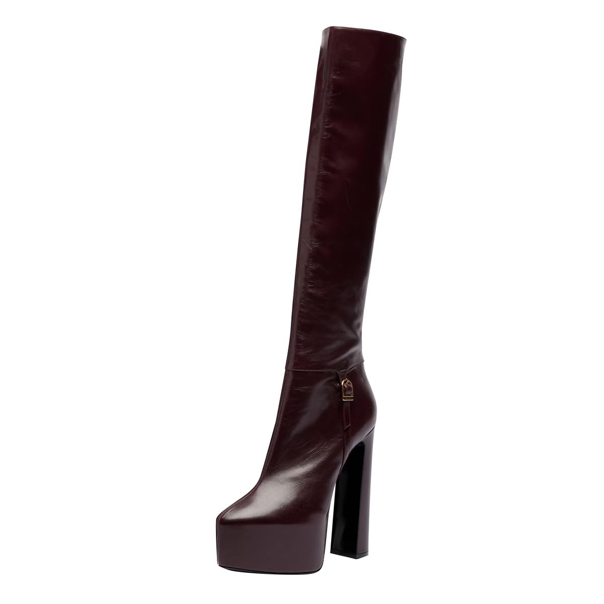 FOWT Women Pointed Toe Knee High Boots Platform Chunky Block High Heels Side Zipper Sexy Party Club Shoes