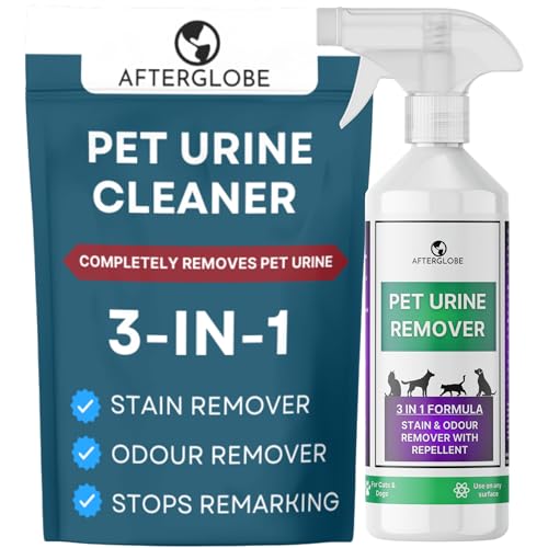 Afterglobe 3-in-1 Pet Urine Enzyme Cleaner for Carpets, Furniture and Flooring, Removes Pee Stains & Odour, Stops Repeat Marking in the House, Pee Smell Neutraliser For Dogs and Cats