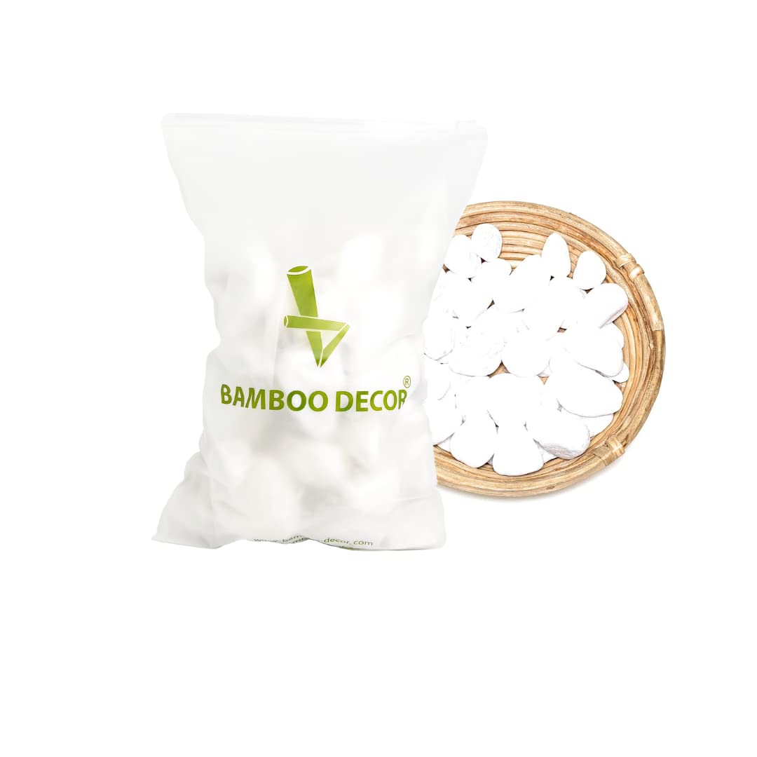 Bamboo Decor Decorative Stones 2 KG - 4.4 LB For Plants -Vases-Aquariums_Size (2-4) cm_(3-5) cm_White color ((2-4) CM)