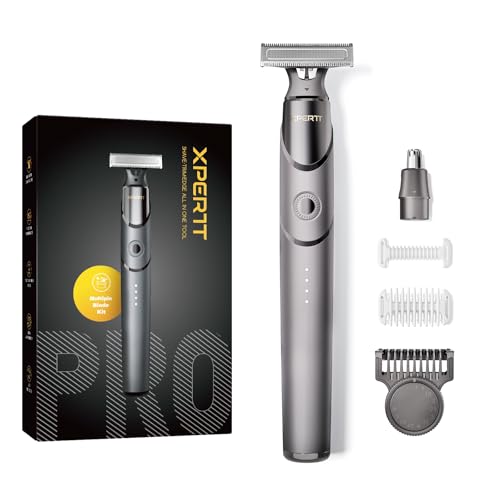 Xpert T スタイリング 電動シェーバー 顔、ひげトリマー&ボディグルーマーキット、0.4-9mmの調節可能な櫛付き高速充電カミソリ 2ボディガード、旅行にウェット/ドライ使用のためのポータブル Type-C コードレス