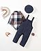 Renotemy Baby Boy Clothes Fall Winter Spring Gentleman Outfits Blue Plaid Flannel Bodysuit+Corduroy Overalls+Beret Vintage Formal Church Wedding Golf Photoshoot Going Home Outfit for 3-6 Months Boys