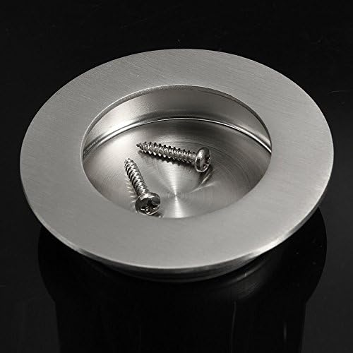 goldenwarm 2 Pieces 50mm Round Circular Flush Recessed Sliding Door Handles Finger Pulls Hidden Concealed Screws Satin Brushed Stainless Steel