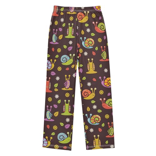 Snail and Leaves Boys Long Pants Soft Trousers Elastic Waist Kids Lounge Bottoms with Pockets S-XL