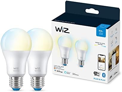 WiZ Tunable White [E27 Edison Screw] Smart Connected WiFi Frosted Light Bulb 2 Pack. 60W Warm to Cool White Light, App Control for Home Indoor Lighting, Livingroom, Bedroom