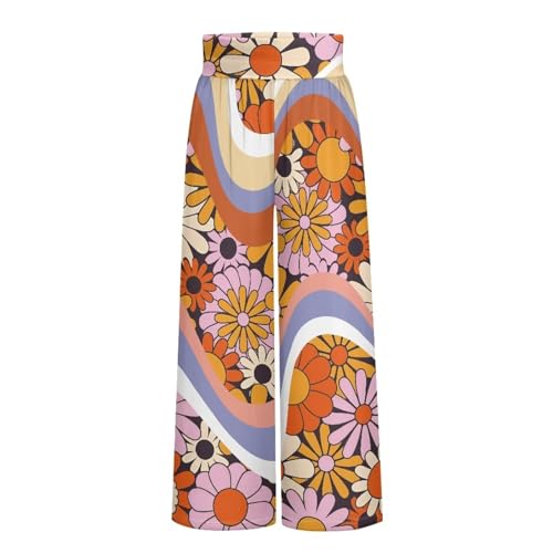 Wide Leg Pants for Women Summer 2024 Palazzo Tropical Floral Casual High Waist Trousers with Pockets S-3XL