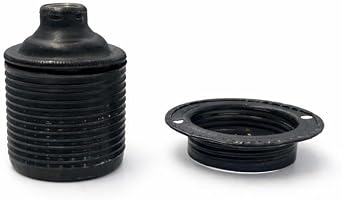 E27 Metal Dişli Siyah Duy - Porselen İç Yapılı Vintage Lamba Duyu