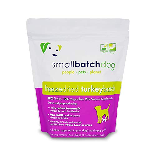 Smallbatch Pets Freeze-Dried Premium Raw Food Diet For Dogs, 2-Pack, Turkey Recipe, 14 Oz In Each Bag (28 Oz Total), Made In The Usa, Organic Produce, Humanely Raised Meat, Hydrate And Serve Patties #TOP1