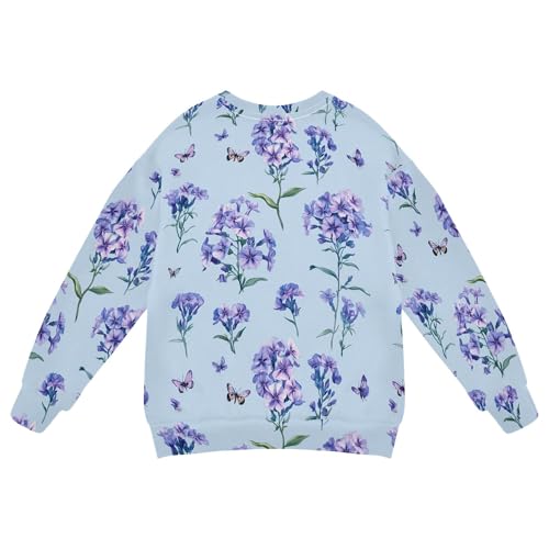 JUNZAN Art Phlox Flowers Blue Big Boys Sweatshirt Hoodie Crewneck Hoodie for Boys Sports 4T2