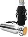 Produktbild Outdoor Saxx® - Edelstahl Metall-Flasche, Trink-Flasche, Große Öffnung, Retro Design, BPA frei, unzerbrechlich, 750ml mit Neopren Trage-Tasche mit Karabiner-Haken zur Befestigung, Holz-Design Deckel