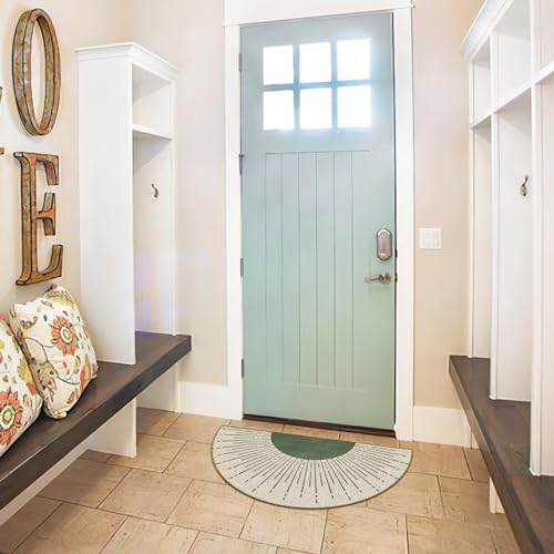 Mingnei Boho Sun Linen Doormat Door Mat for Home Kitchen Entrance, Bohemian Green Door Mat, Sun Sunshine Sunburst Sunshine Mats for House Front Outdoor Outside Entryway Rug 15.5 x 27 inch Welcome Mat - Image 3