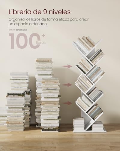 Librería en forma de árbol VASAGLE CUSTOS de 9 niveles en color blanco nube 6