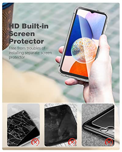Fntcase For Samsung Galaxy A14 5G Case: Clear Shockproof Protective Phone Case With Built-In Screen Protector - Slim Rugged Dual Layer Full Protection Transparent Tpu Case Bumper Cover (Crystal Clear) #TOP3