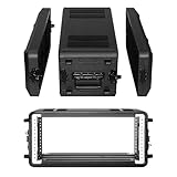ECGOIOE 4U Rack Case Shallow 12' Depth, 19' Rackmount Flight Cases Easy Installation Portable Carry Watertight Dust Proof 2 Space Shockproof Mount Racks with Microphone Compartments Space Saving