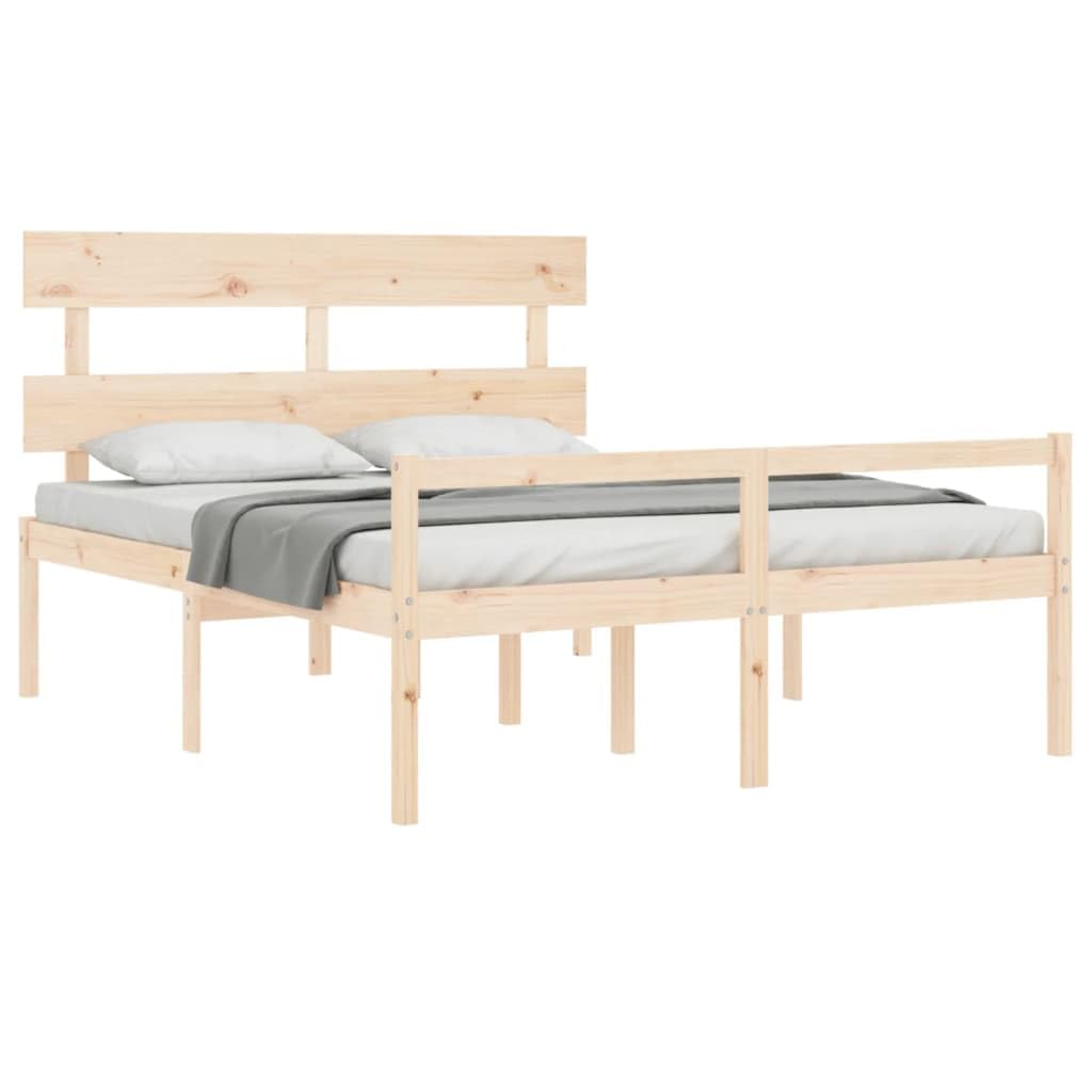 Massives Kiefernholz seniorengerecht Standard 160x200 cm Braun | Seniorenbett Massivholz Kiefer 160x200 cm mit Kopfteil Stauraum hohe Sitzhöhe 45 cm Lattenrost