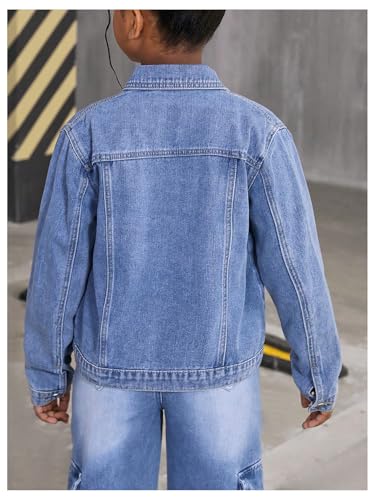 Floerns Girl's Long Sleeve Denim Jacket Button Up Collared Jean Jacket Outerwear3