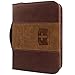 GraduatePro Couverture Bible Cuir Grand Format Jerusalem Souple Sac à Main avec Fermeture Éclair Zip Poignée Imperméable Brun