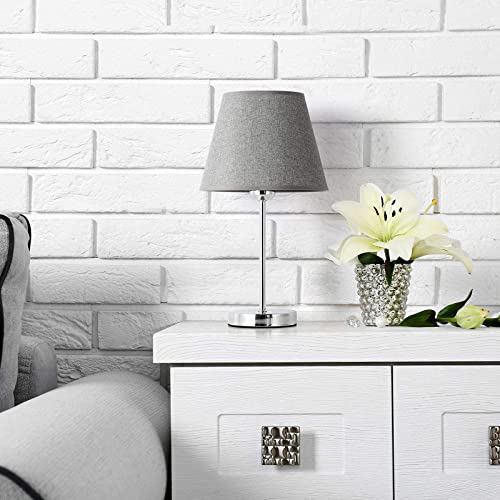 UOMIO Table Lamps Set of 2 for Living Room Modern Silver Table Lamps for Bedroom, Bedside Table Lamps with Metal Base & E27 Bulb Base Nightstand Lamps Grey 2 Pack UOMIO Table Lamps Set of 2 for Living Room Modern Silver Table Lamps for Bedroom, Bedside Table Lamps with Metal Base & E27 Bulb Base Nightstand Lamps Grey 2 Pack