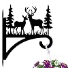 Iron Plant Hangers Hooks for Outdoor Indoor Hanging Plants Flower Fern Pot Lantern Bird Feeder Wind Chime12x15 Deer and Tree Weather Resistant Metal Wall Holder for Porch Garden Farmhouse