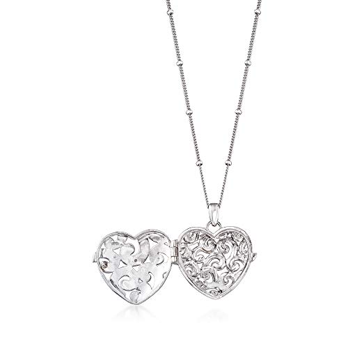 Ross-Simons Sterling Silver Heart Locket Necklace With Diamond Accents. 18 Inches #TOP2
