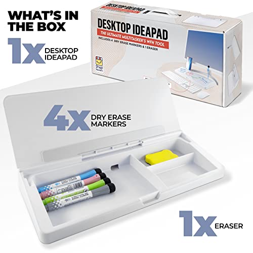 Desktop-Whiteboard-Glass-Dry-Erase-White-Board-Desk-Computer-Buddy--Home-Office-Studying-Essentials-Desktop-Pad-with-Phone-Tablet-Slot-Storage-Compartment-Includes-4-Markers-1-Eraser
