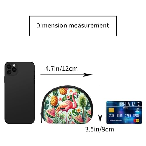 Portable Coin Purse Flamingo-Palm-Leaves-Pineapple Mini Zippered Money Pouch Card Holder2