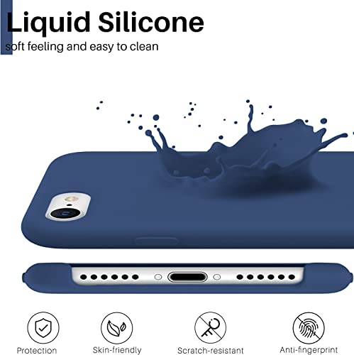 Image of VONZEE Liquid Silicone Soft Back Cover for iPhone 7 Case, Shockproof Slim Camera & Full Body Protection Non Yellowing Cover with Microfiber Lining & Logo Cut (4.7 Inch) -Blue