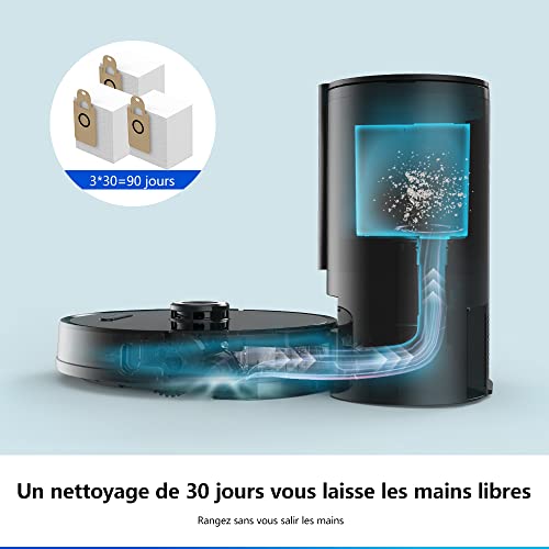 proscenic M8 Pro Robot Aspirateur Laveur, avec Collecteur Poussière Automatique, Laser Smart Navigation 8.0, Super Aspiration 3000Pa, Nettoyage Personnalisé, Alexa/App Contrôle, sur Les Tapis et Sols - Image 3