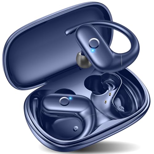 Image of kurdene Wireless Earbuds Bluetooth Headphones Sport,Over Ear Buds with Deep Bass Sound,60Hrs Playtime Earphones Redesigned Comfort Fit with Earhooks for Running,Meeting,Workout-Blue