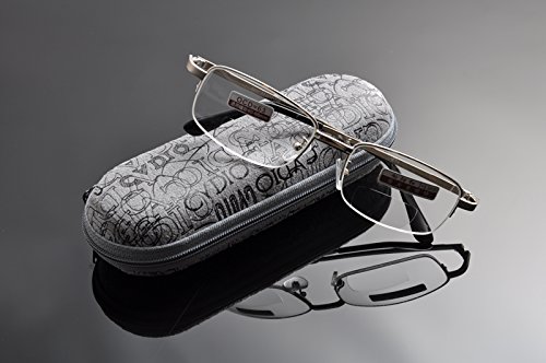 De Ding Metal Half Rim Bifocal Reading Glasses (Silver, 1.5 X) #TOP4