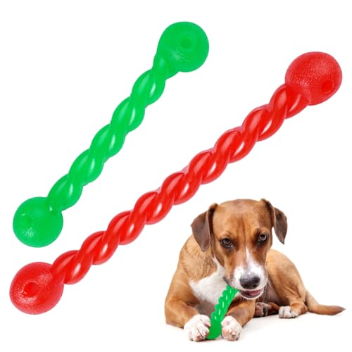Orixo 2 Stück Hundespielzeug Für Zähne, Kauspielzeug Hund Unzerstörbar, Hundespielzeug Gummi, Gummi Spirale Kauknochen, Zahnungsstab Für Hunde, für Zähne Reinigen und Zahnfleisch Massieren (20/30cm)