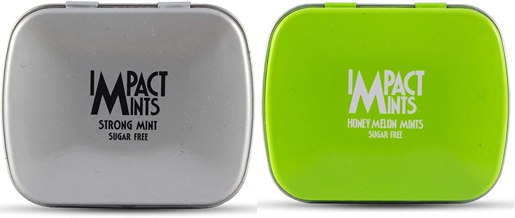 Impact Sugar Free Mints- Strong Mint, 14g & Impact Mints Sugar Free Mints Honey Melon 14g, 14 g