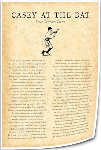 AZPAAAIH Man Cave Essential Art Print - Classic Baseball & Literature Theme in Art Deco Style, Conversation-Starter Wall Decor f