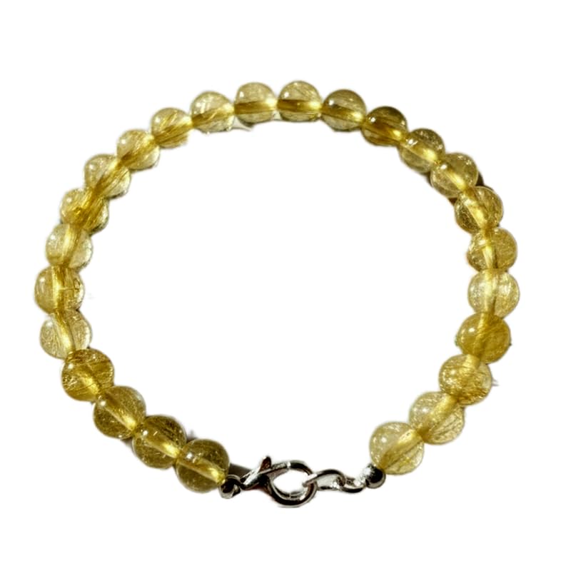 Bracelet rutile doré 6mm LKBEADS, bijou en pierre naturelle taillée main