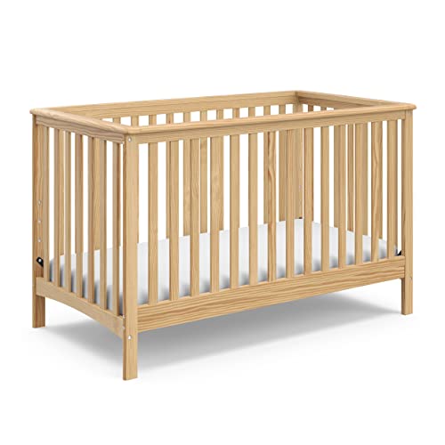 Image of Storkcraft Hillcrest 4-in-1 Convertible Crib (Natural) - Converts to Daybed, Toddler Bed, and Full-Size Bed, Fits Standard Full-Size Crib Mattress, Adjustable Mattress Support Base